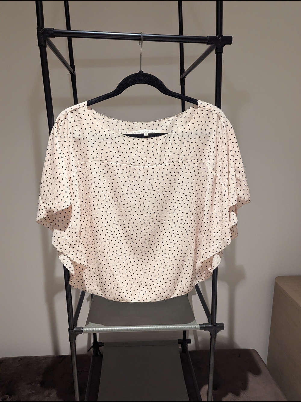 RACHEL Rachel Roy Cream Blouse with Black Dot Print